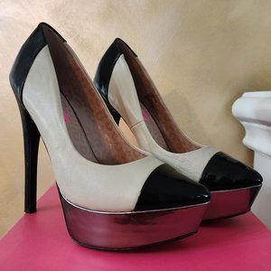 Betsey Johnson Boneblack ultra high platform pumps